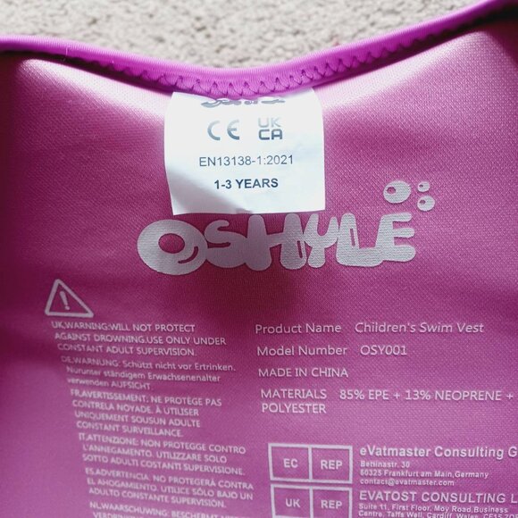 Oshyle Neoprene Mermaid Swim Vest for Kids Adjustable‎ Safety Straps Toddler - Picture 3 of 9